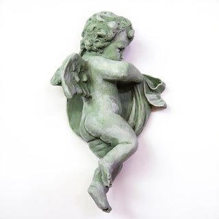 Cherub Wall Plaque - 12-inch — Mossy Green finish