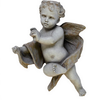 Cherub Tapestry - Left Wall Plaque - 12-inch — Antique Stone finish
