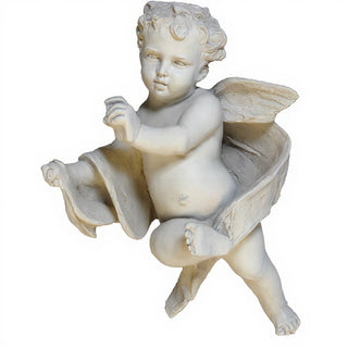 Cherub Tapestry - Left Wall Plaque - 12-inch — Antique White finish