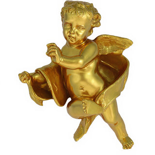 Cherub Tapestry - Left Wall Plaque - 12-inch — Deep Gold finish