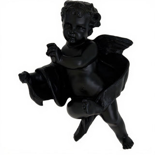 Cherub Tapestry - Left Wall Plaque - 12-inch — Flat Black finish