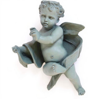 Cherub Tapestry - Left Wall Plaque - 12-inch — Mossy Green finish