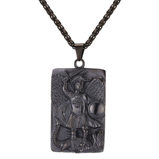 Large Gunmetal-Plated St. Michael Medallion