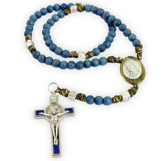 Large Paracord Rosary - Navy Blue Acacia Wood - main product image | CatholicShop.com