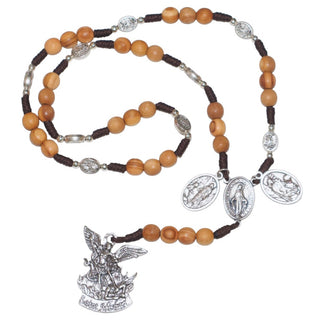 St. Michael Chaplet - Olive Wood Archangel Rosary - main product image | CatholicShop.com
