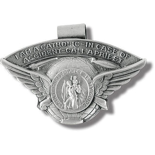 Winged St Chris with I Am A Catholic Banner Clip 3-Pack