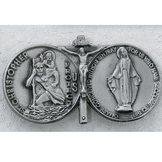 St Christopher and Miraculous Medal Visor Clip