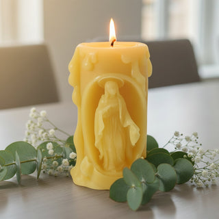 Virgin Mary Catholic  Beeswax Prayer Candle