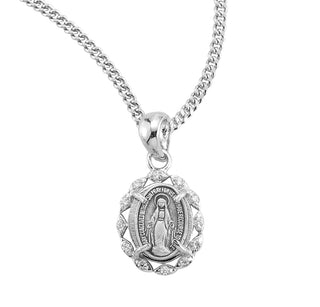 Sterling Silver Miracualou Medal With Cubic Set Zircons