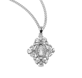 Sterling Silver Miraculous Medal With Cubic Set Zircons 3