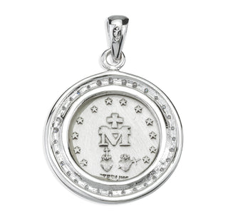 Sterling Silver Round Miraculous Sapphire Cubic Zirconia "CZ's" Pendant