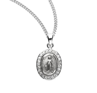 Sterling Silver Miraculous Medal With Cubic Set Zircons 5