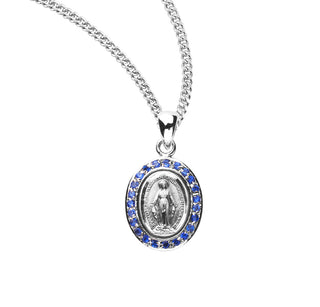 Sterling Silver Miraculous Medal With Cubic Set Zircons 8