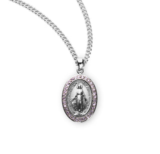 Sterling Silver Miraculous Medal With Cubic Set Zircons 10