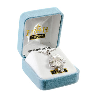 Sterling Silver Miraculous Medal with Cubic Set Zircons