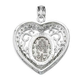Sterling Silver Miraculous Medal with Cubic Set Zircons