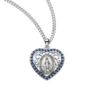 Sterling Silver Miraculous Medal With Cubic Set Zircons 16