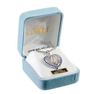 Sterling Silver Miraculous Medal with Cubic Set Zircons