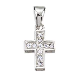 Sterling Small Cross with Cubic Zirconia's "CZ's"