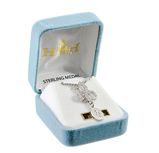 Sterling Silver Miraculous Medal with Cubic Zircons
