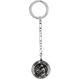 Sterling Silver 25 MM Saint Anthony Key Chain