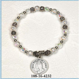 4-pack - One Day at a Time - Italian Stretch Bracelet with Prayer Card