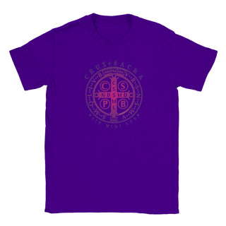 St. Benedict Medal Purple Gradient T-Shirt - view 8