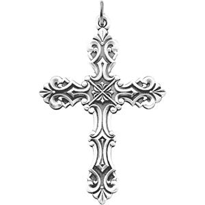 Sterling Silver 48x35 MM Fancy Cross Pendant