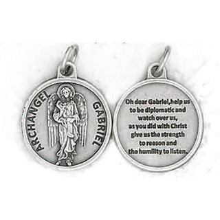 25-Pack - 3/4 inch Silver Plated Archangel Gabriel Pendant with Prayer on back