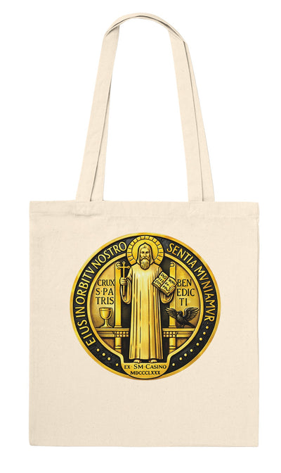 St. Benedict of Nursia Medal (Gold) Tote Bag