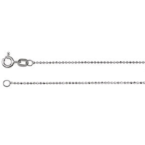 7-inch Diamond Cut Bead Bracelet with Spring Ring - 14K White Gold