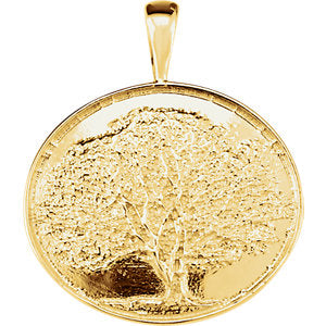 14K Gold Heartprint Oak Tree Pendant