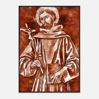 Sepia Franciscan Saint with Crucifix Framed Print - view 6