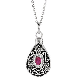 Sterling Silver July Birthstone Tear Ash Holder 18" Necklace