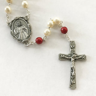 Deluxe Divine Mercy Faux Pearl Rosary
