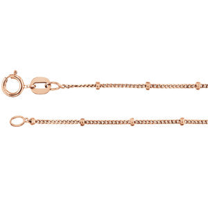 18-inch Beaded Curb Chain with Spring Ring - 14K Rose