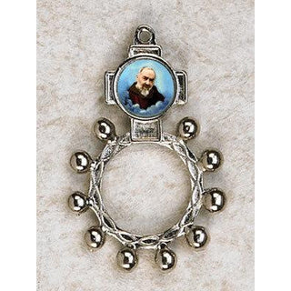 Bulk Padre Pio - Finger Rosary. Silver Tone