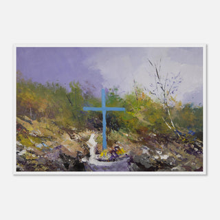 Abstract Teal Cross Landscape Framed Print - view 10