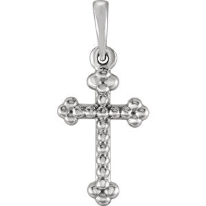 Sterling Silver Beaded Cross Pendant