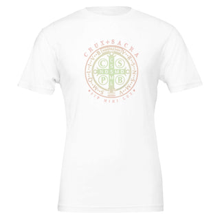 St. Benedict Medal Rose Gold and Sage T-Shirt - view 7
