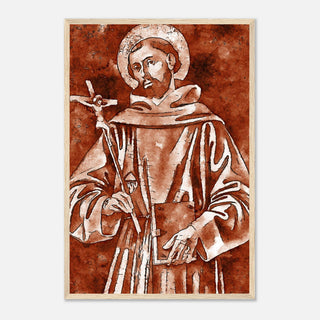 Sepia Franciscan Saint with Crucifix Framed Print - view 9