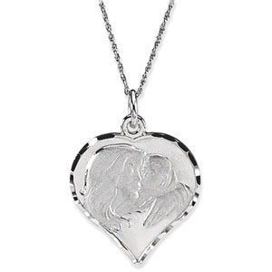 14K White Heart 18" Necklace