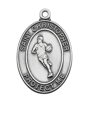 Sterling Silver Basketball Medal with Chain