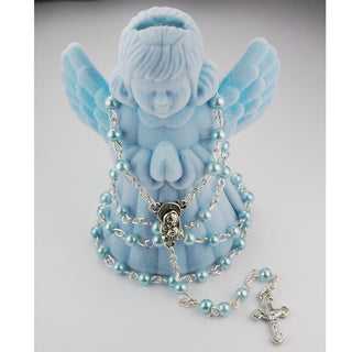 Blue Pearl Shell Baby Rosary Box