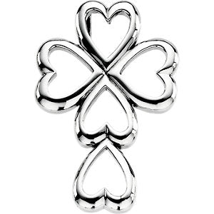 Sterling Silver 28.75x20 MM Cross & Heart Pendant