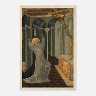 Kneeling Saint Before the Crucifix Framed Print
