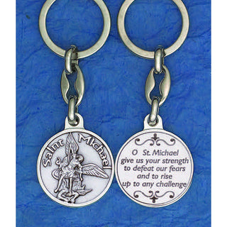 6-pack - Saint Michael Silver Tone Token Key ring