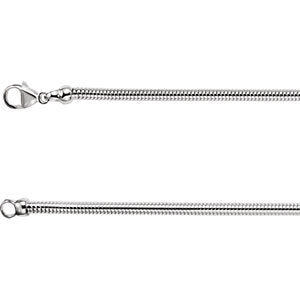 18-inch Round Snake Chain with Lobster Clasp - Sterling Silver