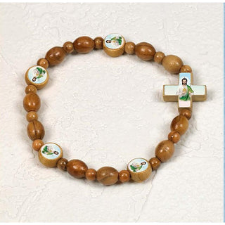 6-pack - St Jude - Italian Olive Wood Stretch Bracelet