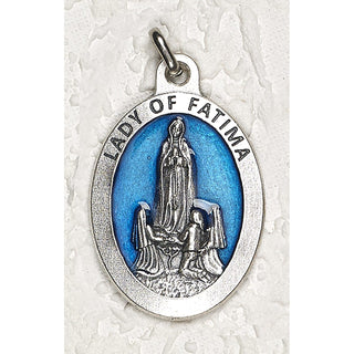 Bulk Lady of Fatima 1-1/2 Inch Oval Blue Enamel Medal